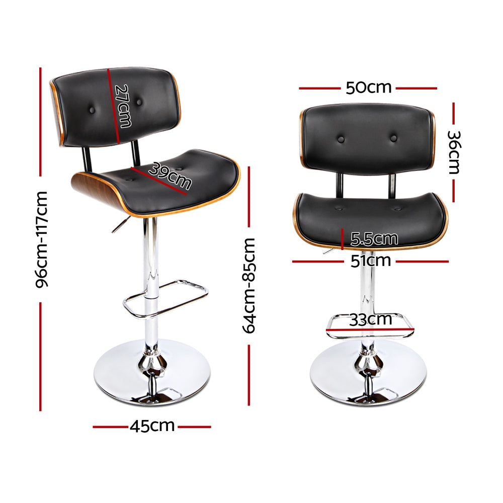 Artiss 4x Bar Stools Gas Lift Leather Black-Furniture &gt; Bar Stools &amp; Chairs &gt; Massage Chairs-PEROZ Accessories
