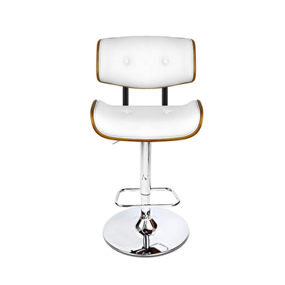 Artiss 2x Bar Stools Gas Lift Leather White-Furniture &gt; Bar Stools &amp; Chairs-PEROZ Accessories