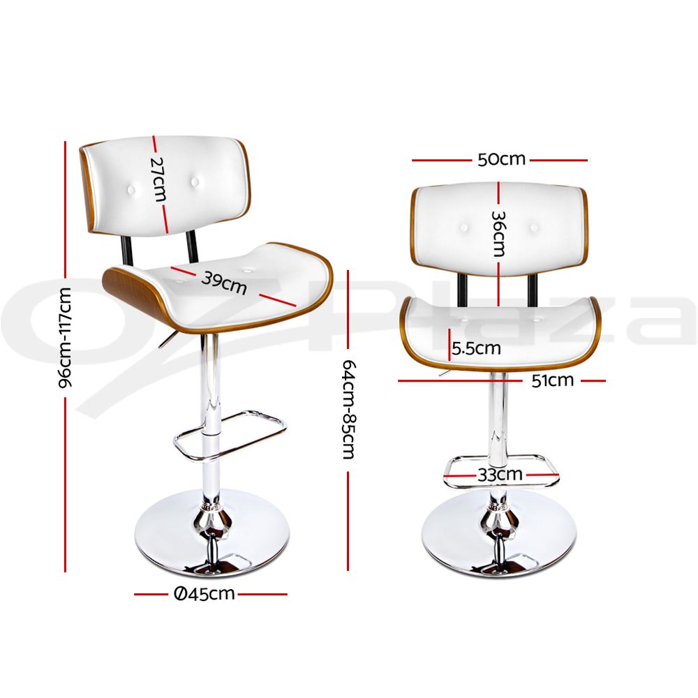 Artiss Bar Stools X3 Kitchen Counter Chair Gas Lift Swivel PU Cherry White-Furniture > Bar Stools &amp; Chairs > Table &amp; Bar Stools-PEROZ Accessories