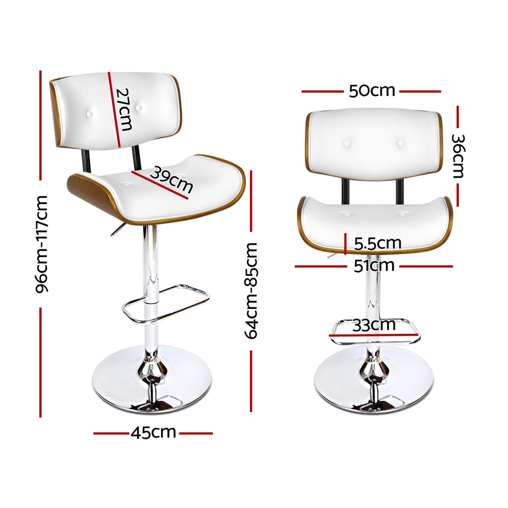 Artiss 4x Bar Stools Gas Lift Leather White-Furniture &gt; Bar Stools &amp; Chairs &gt; Massage Chairs-PEROZ Accessories