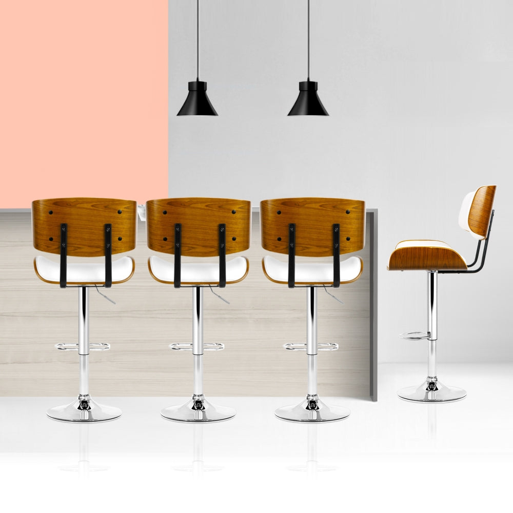 Artiss 4x Bar Stools Gas Lift Leather White-Furniture &gt; Bar Stools &amp; Chairs &gt; Massage Chairs-PEROZ Accessories