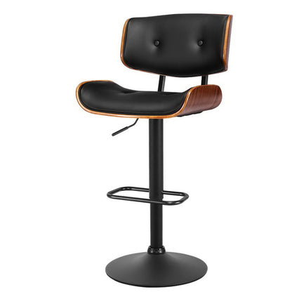 Artiss Bar Stools Gas Lift Leather All Black-Furniture &gt; Bar Stools &amp; Chairs-PEROZ Accessories