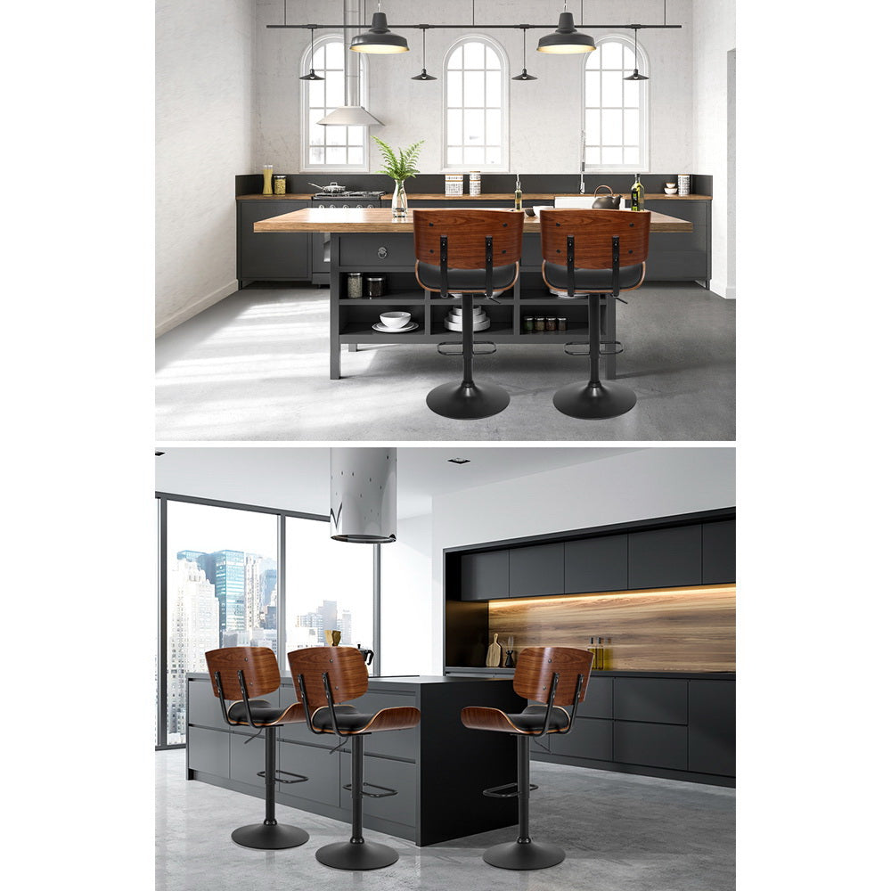 Artiss 4x Bar Stools Gas Lift Leather All Black-Furniture &gt; Bar Stools &amp; Chairs-PEROZ Accessories
