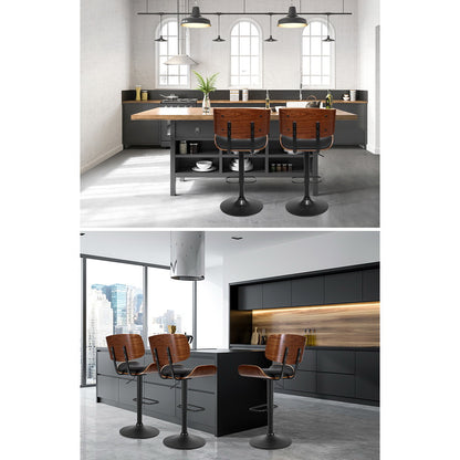 Artiss 4x Bar Stools Gas Lift Leather All Black-Furniture &gt; Bar Stools &amp; Chairs-PEROZ Accessories