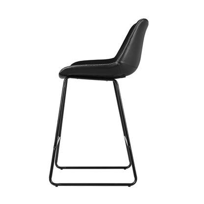 Artiss Bar Stools Kitchen Counter Barstools Leather Metal Chairs Black x2-Bar Stools-PEROZ Accessories