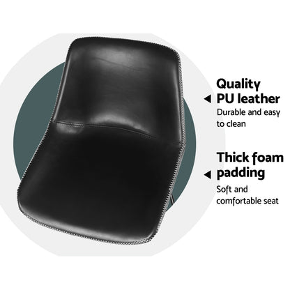 Artiss Bar Stools Kitchen Counter Barstools Leather Metal Chairs Black x2-Bar Stools-PEROZ Accessories