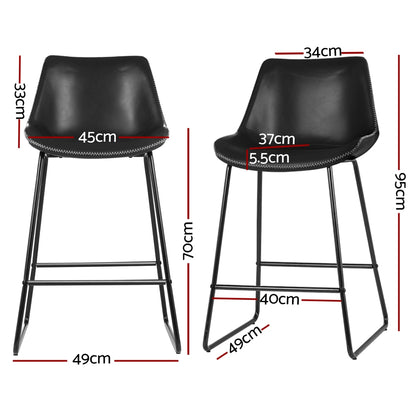 Artiss 4x Bar Stools Leather Padded Metal Legs Black-Furniture &gt; Bar Stools &amp; Chairs &gt; Massage Chairs-PEROZ Accessories