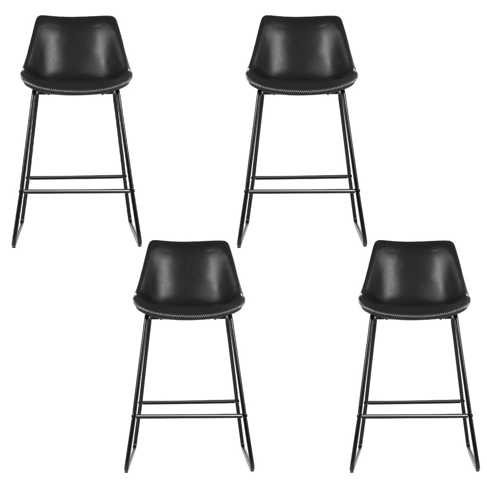 Artiss 4x Bar Stools Leather Padded Metal Legs Black-Furniture &gt; Bar Stools &amp; Chairs &gt; Massage Chairs-PEROZ Accessories