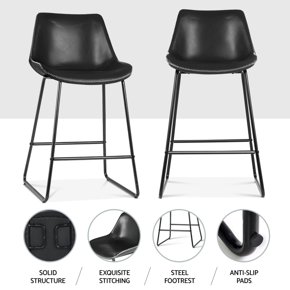 Artiss 4x Bar Stools Leather Padded Metal Legs Black-Furniture &gt; Bar Stools &amp; Chairs &gt; Massage Chairs-PEROZ Accessories