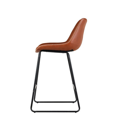 Artiss Bar Stools Kitchen Counter Barstools Leather Metal Chairs Brown x2-Bar Stools-PEROZ Accessories