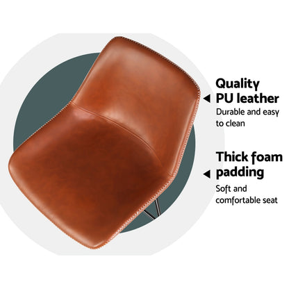 Artiss Bar Stools Kitchen Counter Barstools Leather Metal Chairs Brown x2-Bar Stools-PEROZ Accessories