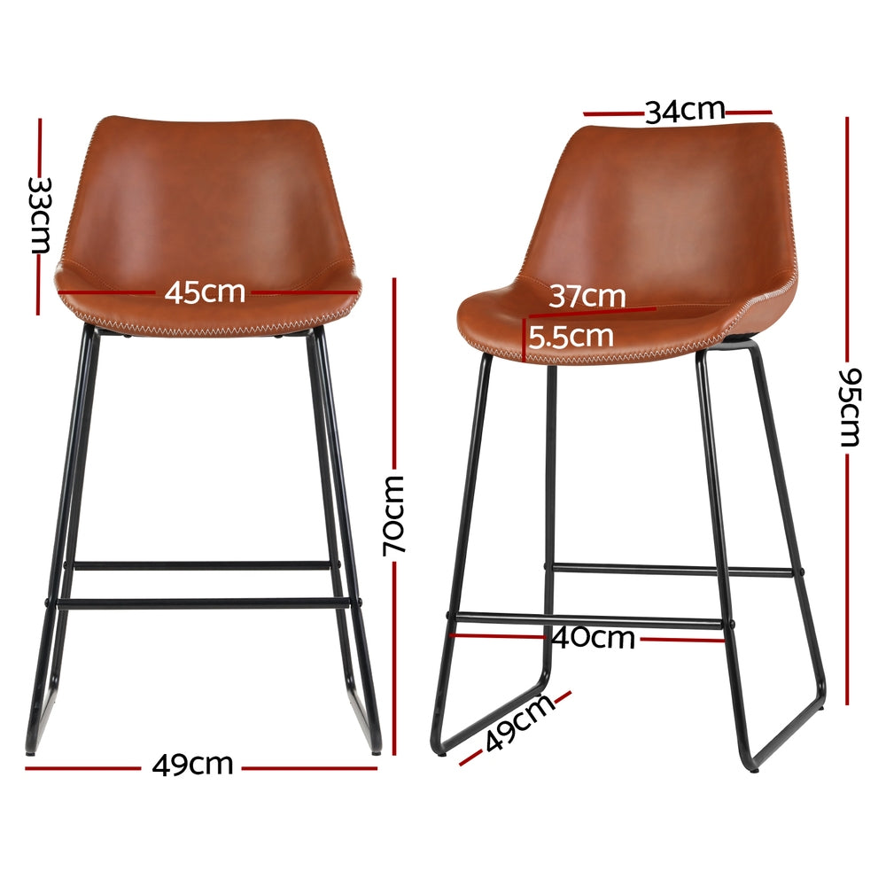 Artiss 4x Bar Stools Leather Padded Metal Legs Brown-Furniture &gt; Bar Stools &amp; Chairs &gt; Massage Chairs-PEROZ Accessories