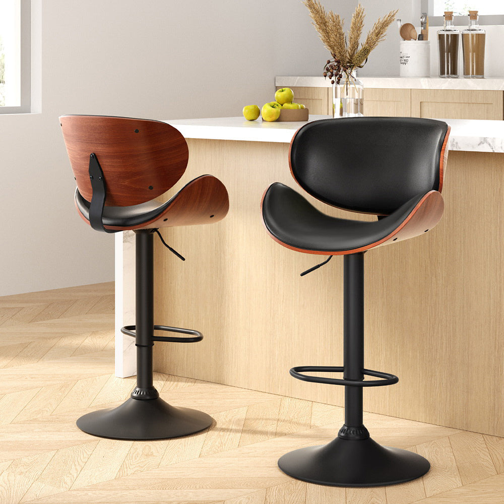 Artiss Bar Stools Kitchen Leather Barstools Swivel Gas Lift Chairs Black x2-Furniture &gt; Bar Stools &amp; Chairs-PEROZ Accessories