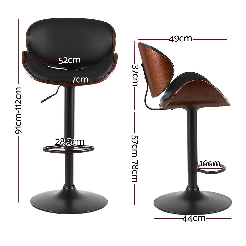 Artiss Bar Stools Kitchen Leather Barstools Swivel Gas Lift Chairs Black x2-Furniture &gt; Bar Stools &amp; Chairs-PEROZ Accessories