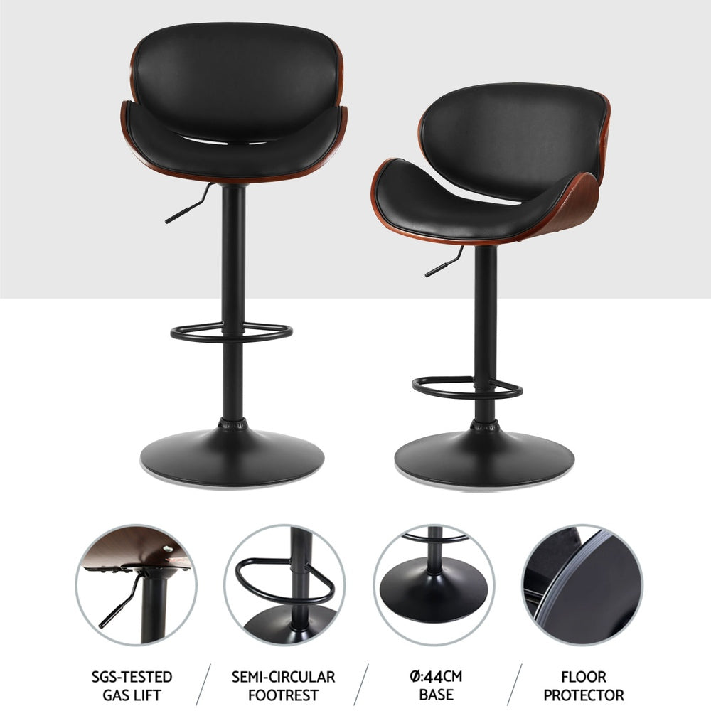 Artiss 4x Bar Stools Gas Lift Leather Padded Black-Furniture &gt; Bar Stools &amp; Chairs &gt; Table &amp; Bar Stools-PEROZ Accessories