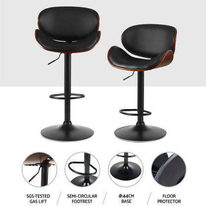 Artiss 4x Bar Stools Gas Lift Leather Padded Black-Furniture &gt; Bar Stools &amp; Chairs &gt; Table &amp; Bar Stools-PEROZ Accessories