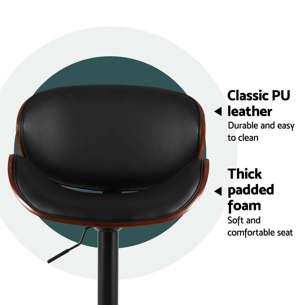 Artiss 4x Bar Stools Gas Lift Leather Padded Black-Furniture &gt; Bar Stools &amp; Chairs &gt; Table &amp; Bar Stools-PEROZ Accessories