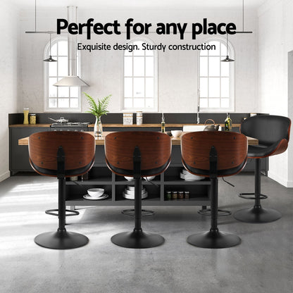 Artiss 4x Bar Stools Gas Lift Leather Padded Black-Furniture &gt; Bar Stools &amp; Chairs &gt; Table &amp; Bar Stools-PEROZ Accessories