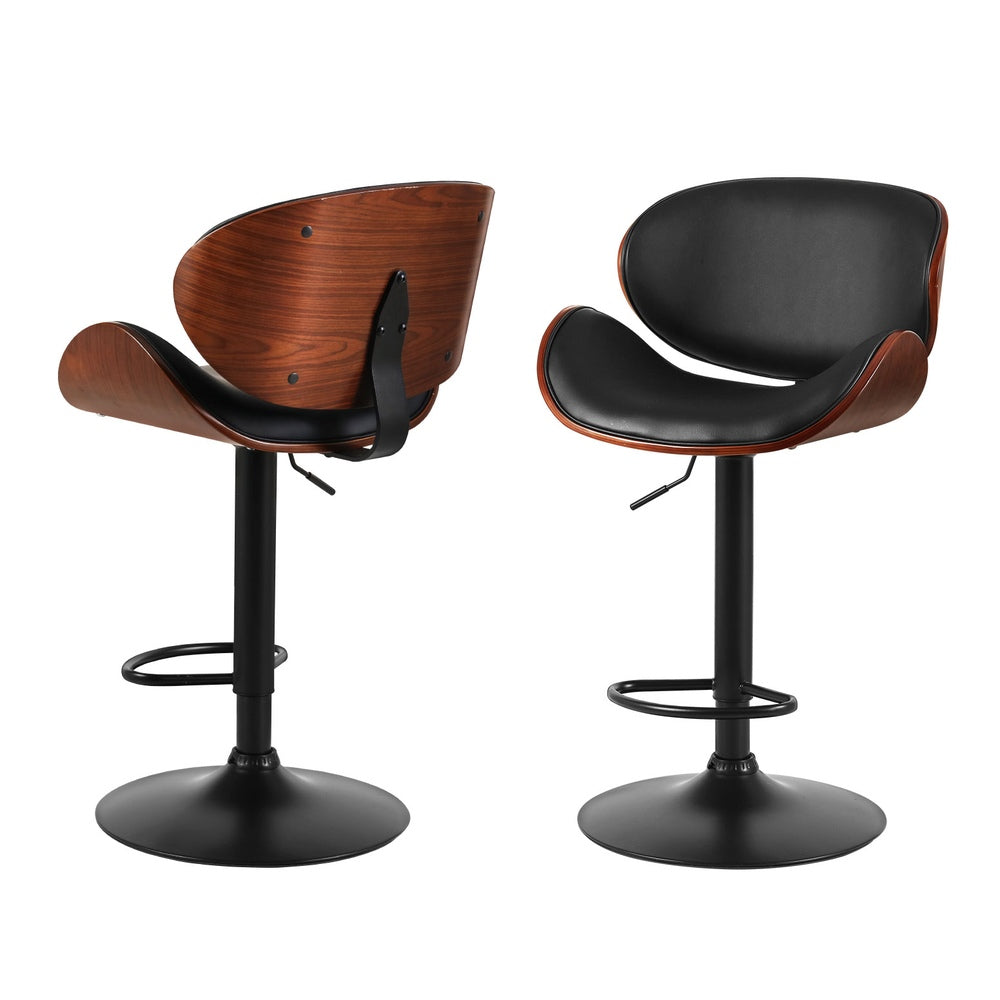 Artiss 4x Bar Stools Gas Lift Leather Padded Black-Furniture &gt; Bar Stools &amp; Chairs &gt; Table &amp; Bar Stools-PEROZ Accessories