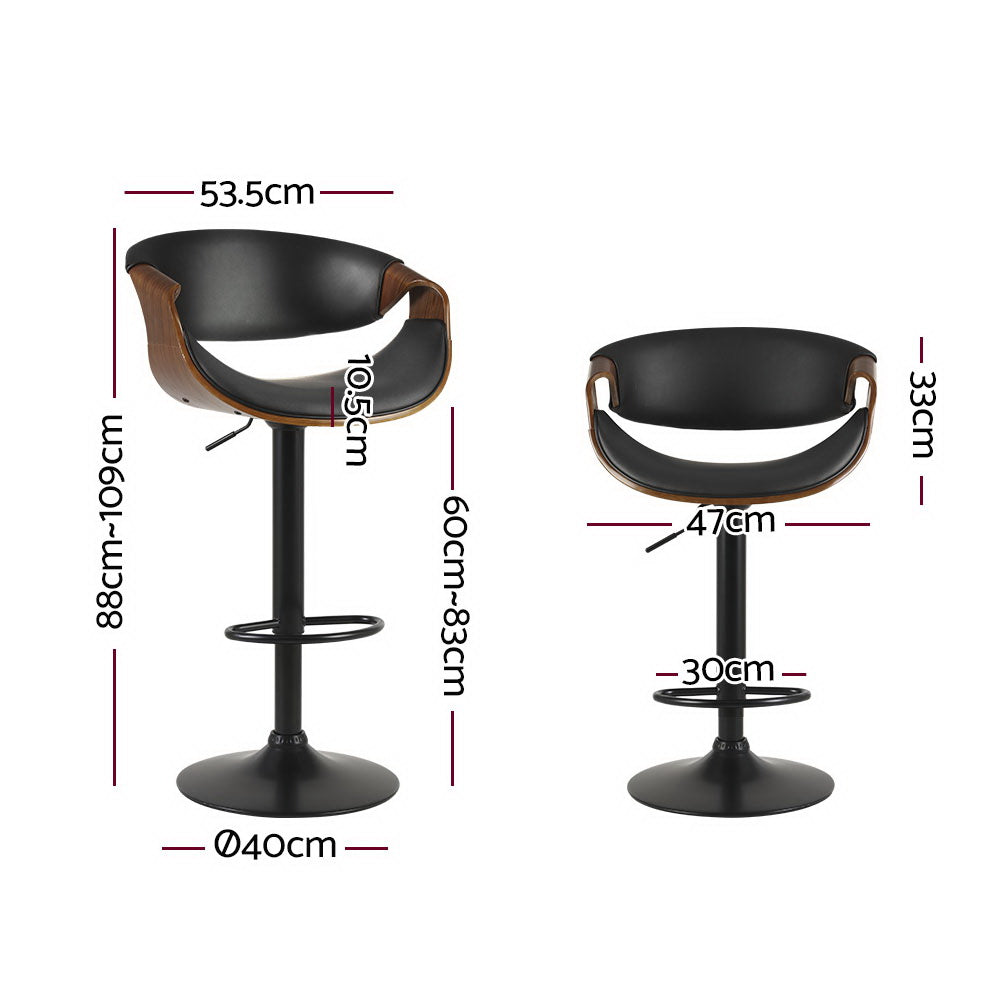 Artiss Bar Stools Gas Lift Leather w/Armrest-Bar Stools-PEROZ Accessories
