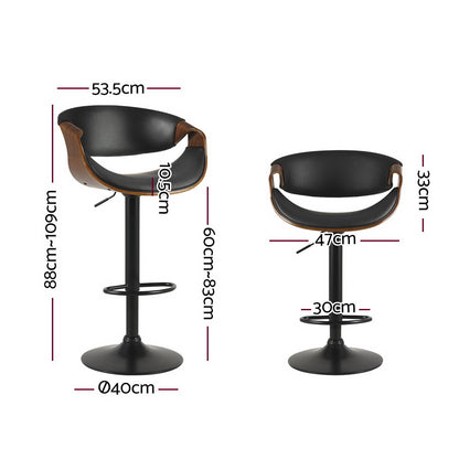 Artiss Bar Stools Gas Lift Leather w/Armrest-Bar Stools-PEROZ Accessories