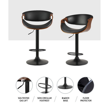 Artiss Bar Stools Gas Lift Leather w/Armrest-Bar Stools-PEROZ Accessories