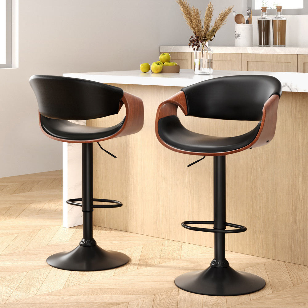Artiss 2x Bar Stools Gas Lift Leather w/Armrest-Furniture &gt; Bar Stools &amp; Chairs-PEROZ Accessories