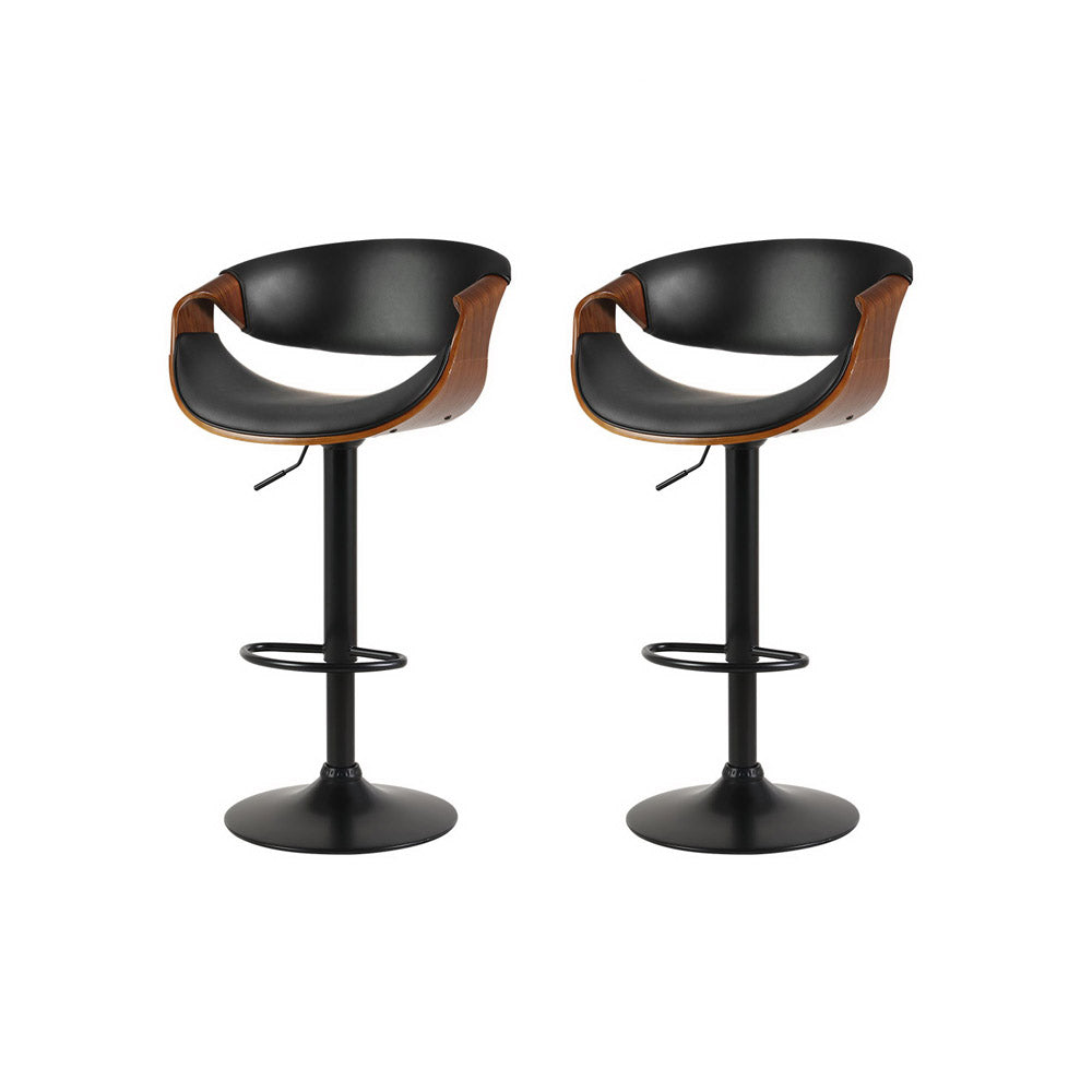 Artiss 2x Bar Stools Gas Lift Leather w/Armrest-Furniture &gt; Bar Stools &amp; Chairs-PEROZ Accessories