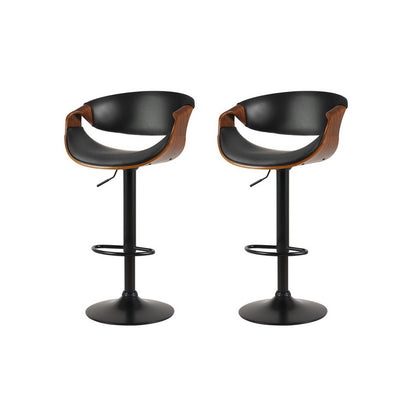 Artiss 2x Bar Stools Gas Lift Leather w/Armrest-Furniture &gt; Bar Stools &amp; Chairs-PEROZ Accessories