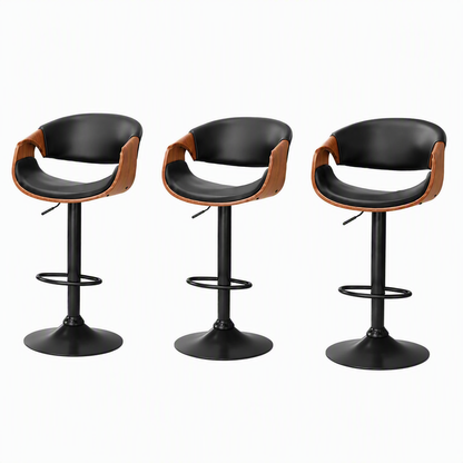 Artiss Bar Stools X3 Kitchen Counter Chair Gas Lift Swivel PU Ambrus Black