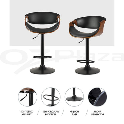 Artiss Bar Stools X3 Kitchen Counter Chair Gas Lift Swivel PU Ambrus Black