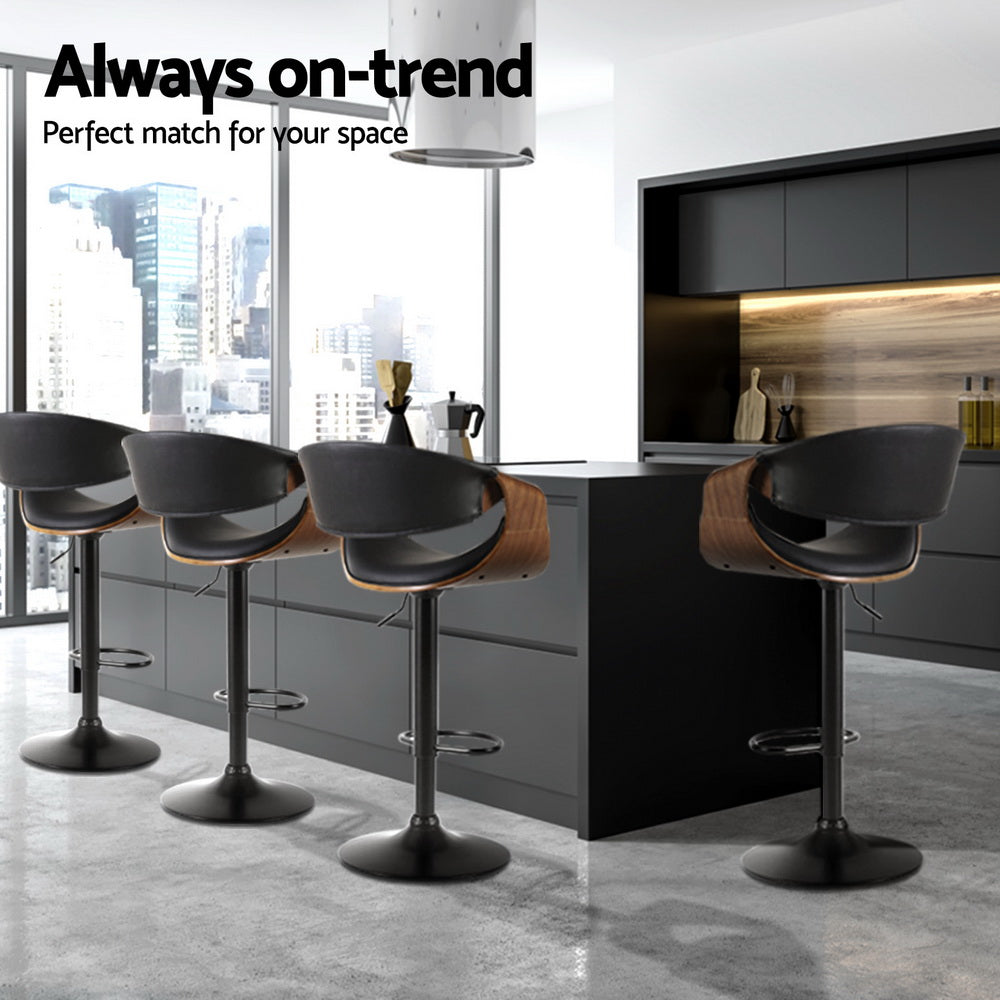 Artiss 4x Bar Stools Gas Lift Leather w/Armrest-Furniture &gt; Bar Stools &amp; Chairs &gt; Massage Chairs-PEROZ Accessories