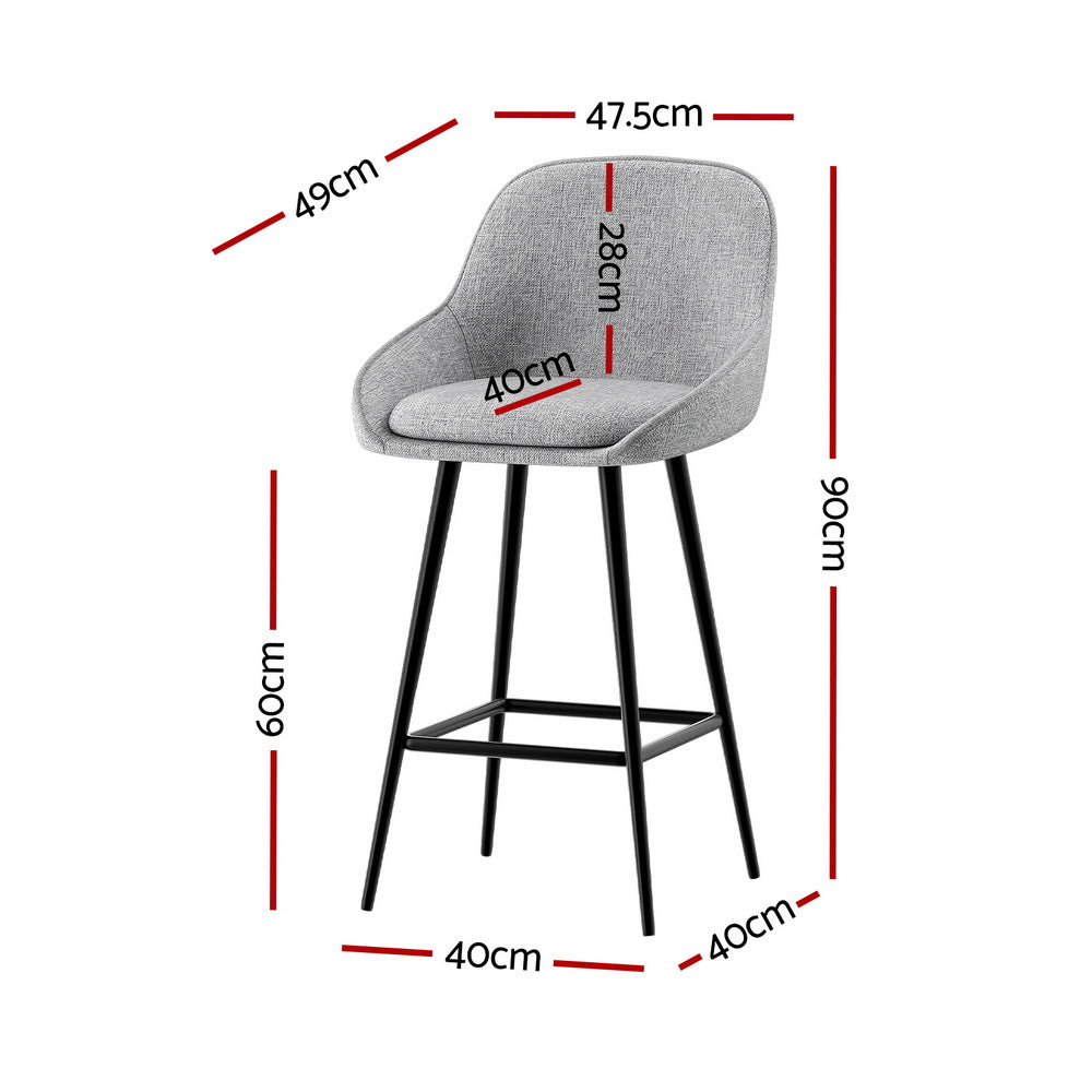 Artiss 2x Bar Stools Upholstered Stool Counter Seat Kitchen Dining Chairs-Furniture &gt; Bar Stools &amp; Chairs-PEROZ Accessories