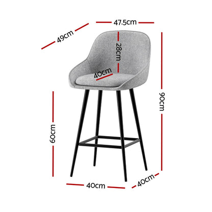 Artiss 2x Bar Stools Upholstered Stool Counter Seat Kitchen Dining Chairs-Furniture &gt; Bar Stools &amp; Chairs-PEROZ Accessories
