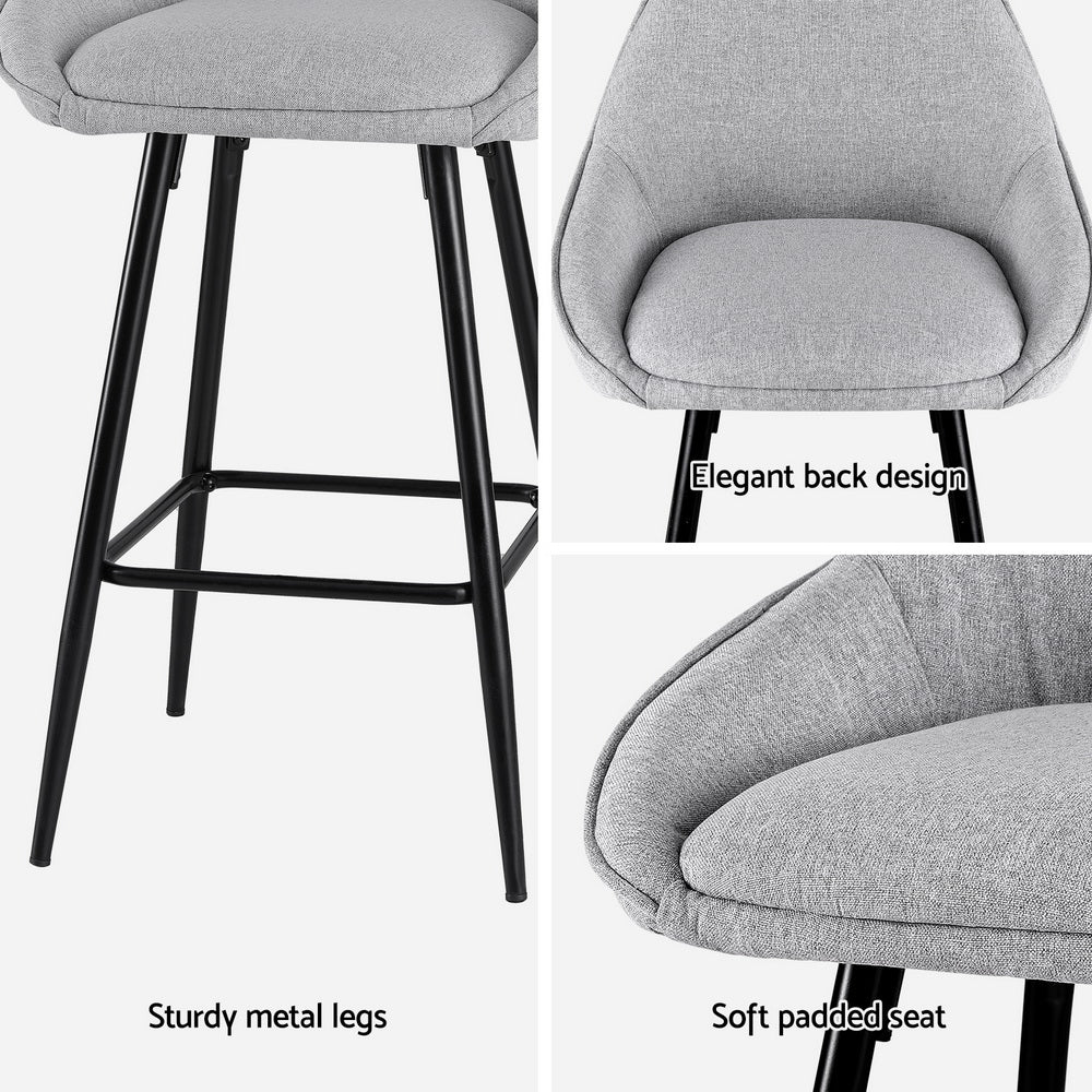 Artiss 2x Bar Stools Upholstered Stool Counter Seat Kitchen Dining Chairs-Furniture &gt; Bar Stools &amp; Chairs-PEROZ Accessories