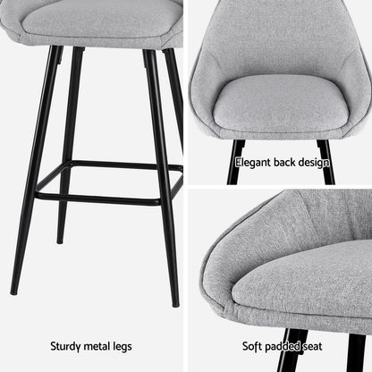 Artiss 2x Bar Stools Upholstered Stool Counter Seat Kitchen Dining Chairs-Furniture &gt; Bar Stools &amp; Chairs-PEROZ Accessories