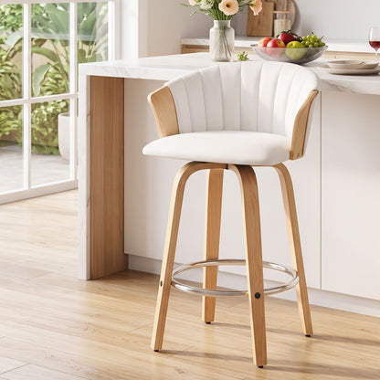 Artiss 66cm Seat Height Wooden Bar Stools Swivel Kitchen Counter Stool Chair-Furniture > Bar Stools &amp; Chairs > Table &amp; Bar Stools-PEROZ Accessories
