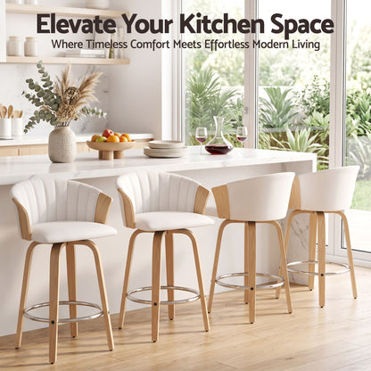 Artiss 66cm Seat Height Wooden Bar Stools Swivel Kitchen Counter Stool Chair-Furniture > Bar Stools &amp; Chairs > Table &amp; Bar Stools-PEROZ Accessories