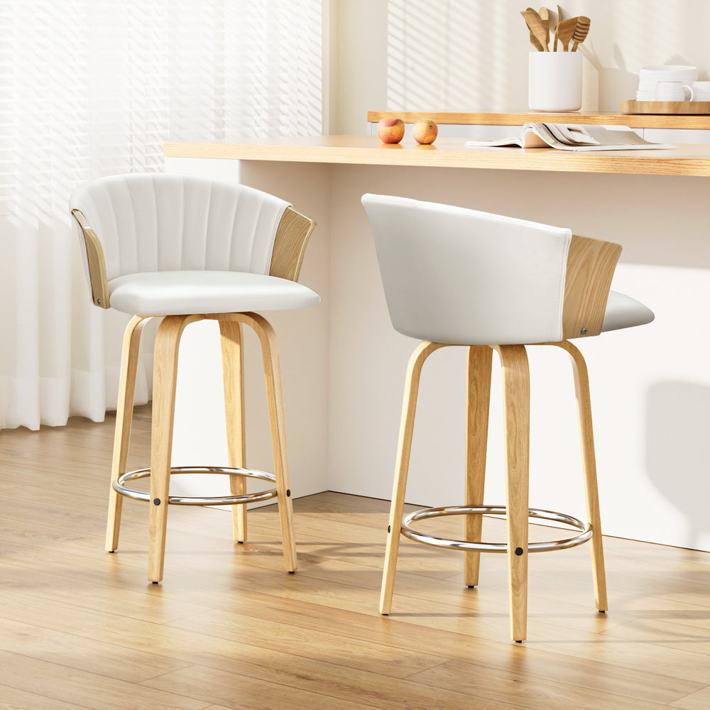 Artiss Bar Stools Kitchen Leather Barstools Swivel Counter Chairs x2-Furniture &gt; Bar Stools &amp; Chairs-PEROZ Accessories