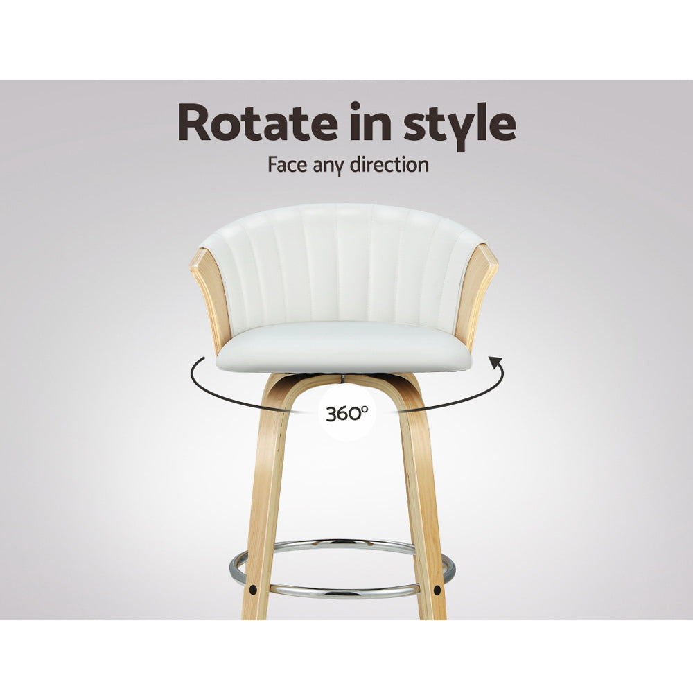 Artiss Bar Stools Kitchen Leather Barstools Swivel Counter Chairs x2-Furniture &gt; Bar Stools &amp; Chairs-PEROZ Accessories