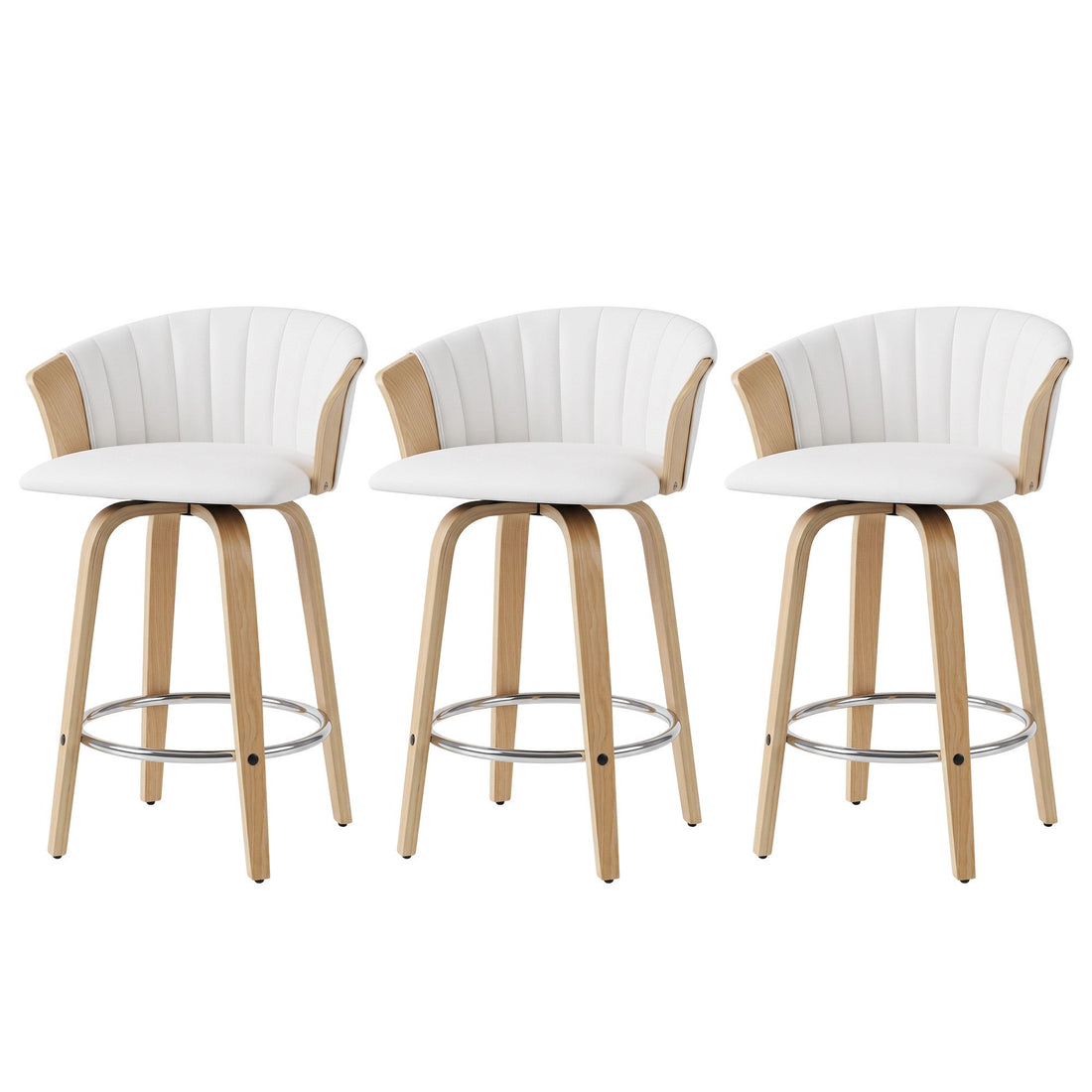 Artiss Wooden Bar Stools Set of 3 Swivel Kitchen Counter Stools Chair 66cm-Furniture > Bar Stools &amp; Chairs > Table &amp; Bar Stools-PEROZ Accessories