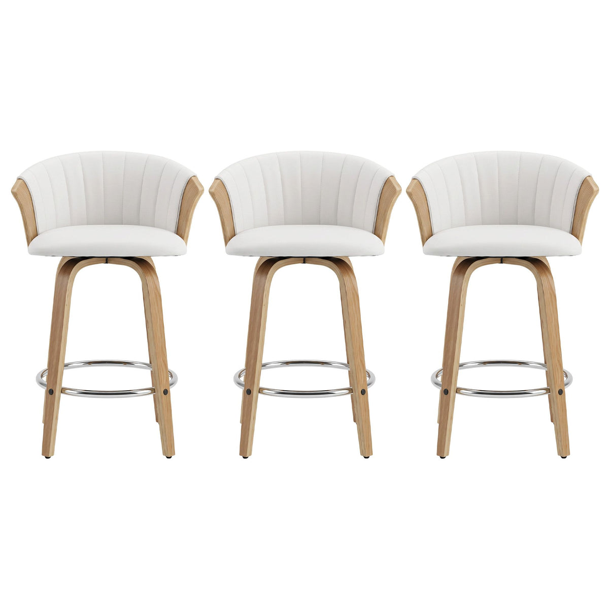 Artiss Wooden Bar Stools Set of 3 Swivel Kitchen Counter Stools Chair 66cm-Furniture > Bar Stools &amp; Chairs > Table &amp; Bar Stools-PEROZ Accessories