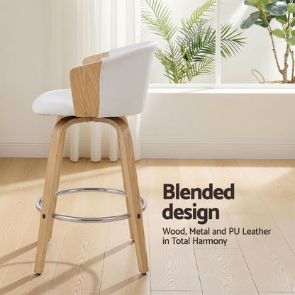 Artiss Wooden Bar Stools Set of 3 Swivel Kitchen Counter Stools Chair 66cm-Furniture > Bar Stools &amp; Chairs > Table &amp; Bar Stools-PEROZ Accessories