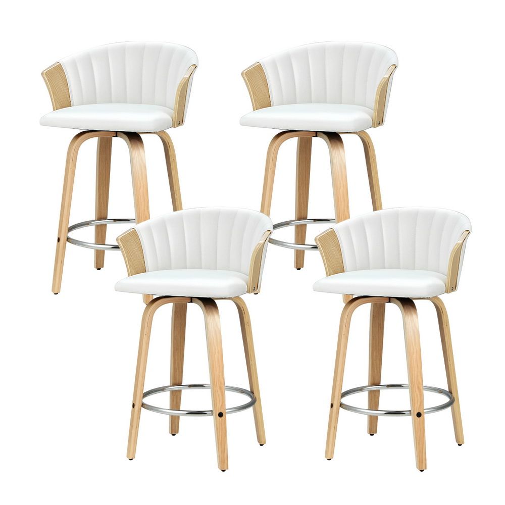 Artiss 4x Bar Stools Swivel Leather Chairs Wooden-Furniture > Bar Stools &amp; Chairs > Arm Chairs &amp; Recliners-PEROZ Accessories
