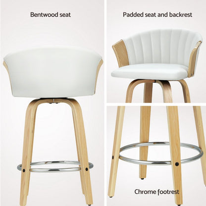 Artiss 4x Bar Stools Swivel Leather Chairs Wooden-Furniture > Bar Stools &amp; Chairs > Arm Chairs &amp; Recliners-PEROZ Accessories