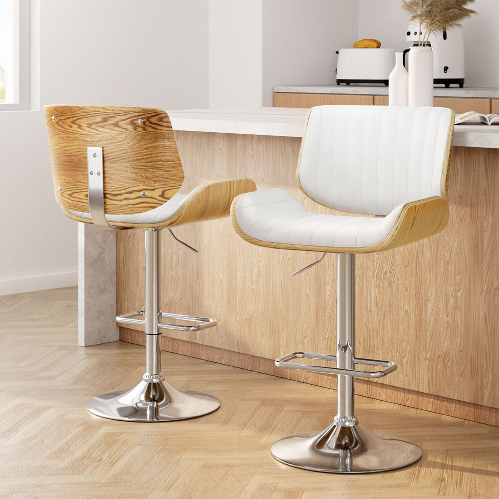 Artiss 2x Bar Stools Adjustable Leather Chairs-Furniture &gt; Bar Stools &amp; Chairs &gt; Table &amp; Bar Stools-PEROZ Accessories