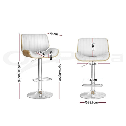 Artiss 3x Bar Stools Counter Chairs Adjustable Swivel PU Leather Galina White-Furniture > Bar Stools &amp; Chairs > Table &amp; Bar Stools-PEROZ Accessories