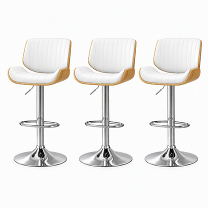 Artiss 3x Bar Stools Counter Chairs Adjustable Swivel PU Leather Galina White-Furniture > Bar Stools &amp; Chairs > Table &amp; Bar Stools-PEROZ Accessories
