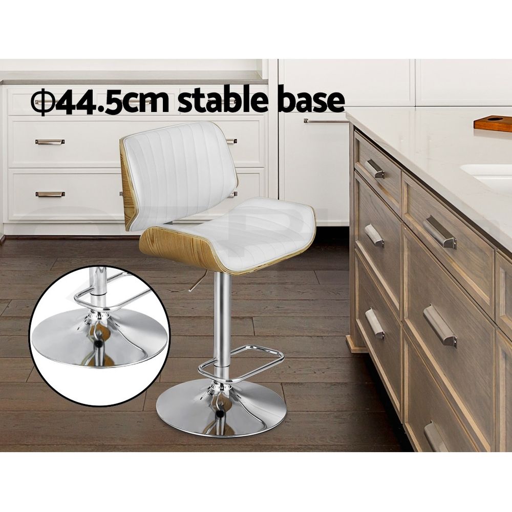 Artiss 3x Bar Stools Counter Chairs Adjustable Swivel PU Leather Galina White-Furniture > Bar Stools &amp; Chairs > Table &amp; Bar Stools-PEROZ Accessories