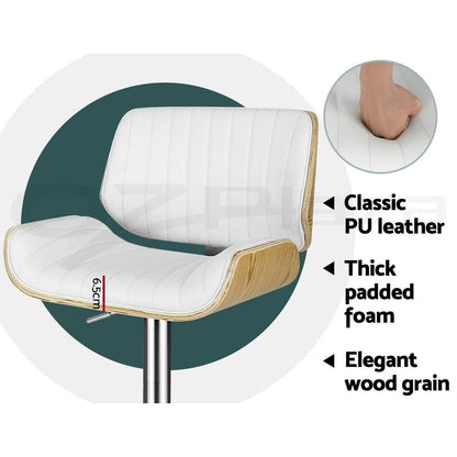 Artiss 3x Bar Stools Counter Chairs Adjustable Swivel PU Leather Galina White-Furniture > Bar Stools &amp; Chairs > Table &amp; Bar Stools-PEROZ Accessories
